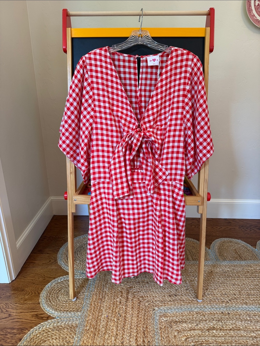 Buddy Love Red and White Gingham Tie-Front Mini Dress